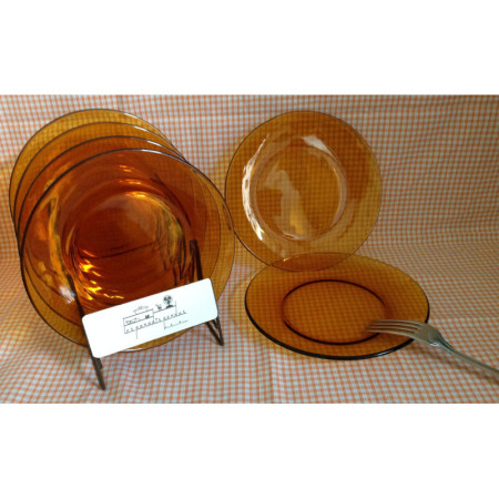 Lot 6 assiettes dessert ambré - Duralex