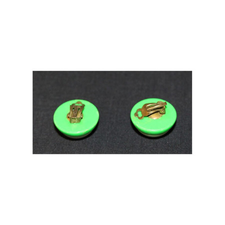 IMPOSANTES BOUCLES D'OREILLES CLIP VERTES VINTAGE
