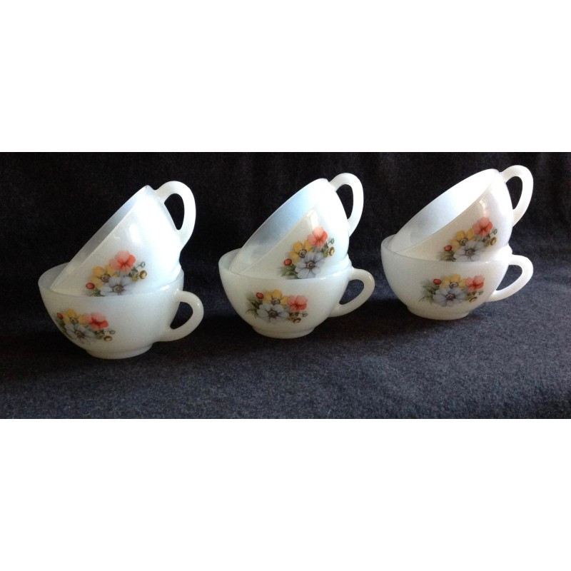Lot 6 tasses café Arcopal - Anémones