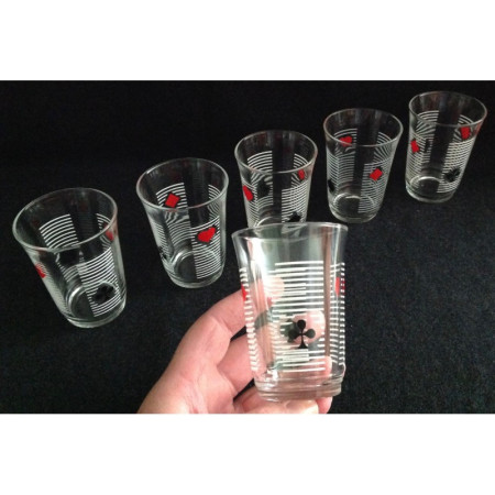 Lot 6 verres "Belote" - 1960