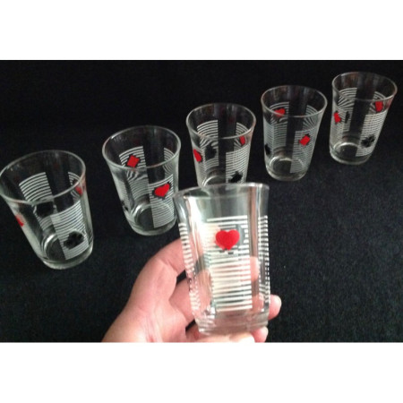 Lot 6 verres "Belote" - 1960