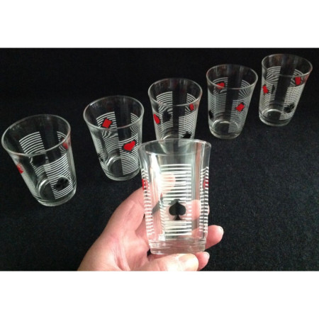 Lot 6 verres "Belote" - 1960
