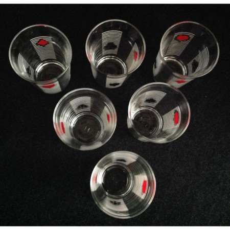 Lot 6 verres "Belote" - 1960