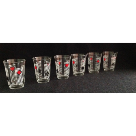 Lot 6 verres "Belote" - 1960