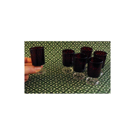 LOT 6 VERRES LIQUEUR VERRE FUMÉ - 1970