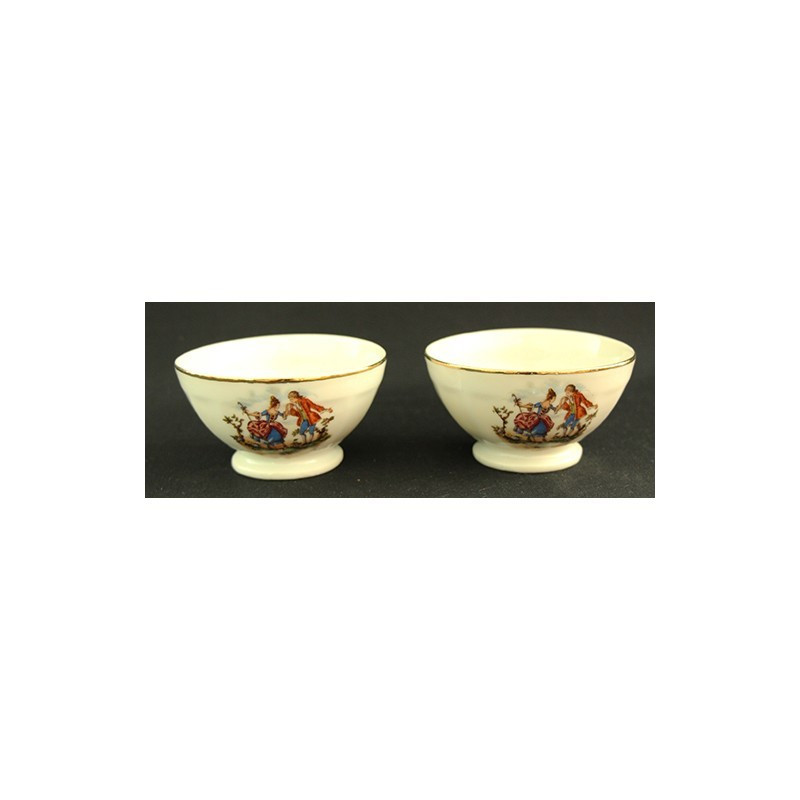 LOT DE 2 PETITS BOLS ANCIENS PORCELAINE "BERGÈRE"