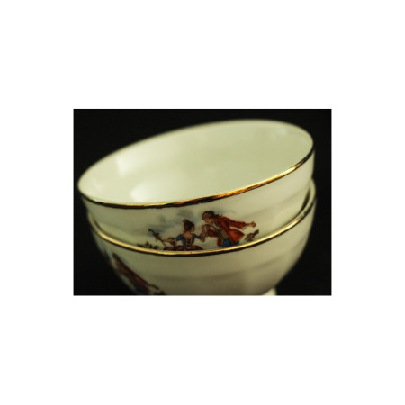LOT DE 2 PETITS BOLS ANCIENS PORCELAINE "BERGÈRE"