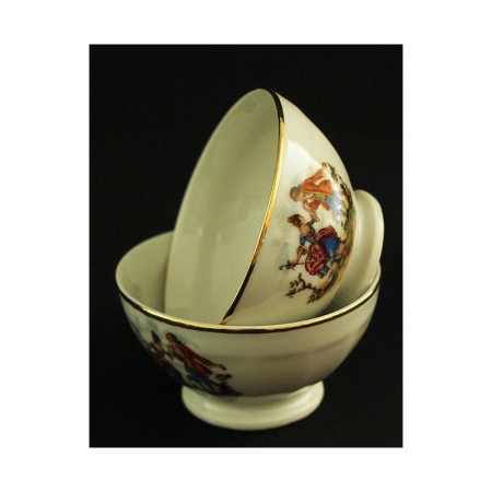 LOT DE 2 PETITS BOLS ANCIENS PORCELAINE "BERGÈRE"