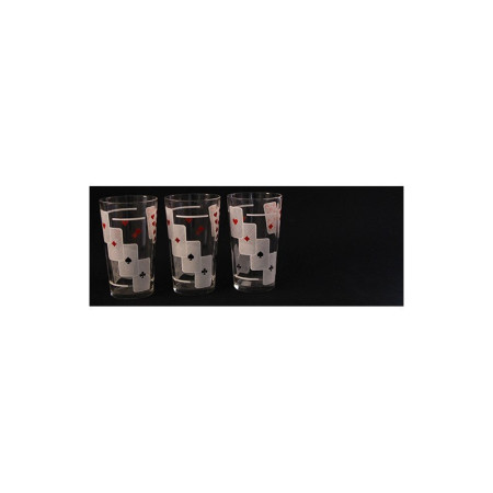 LOT DE 3 VERRES POKER CARTES À JOUER - 1960