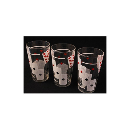 LOT DE 3 VERRES POKER CARTES À JOUER - 1960
