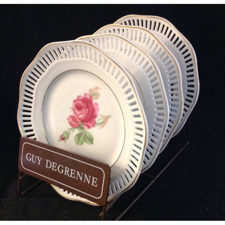 LOT DE 4 ASSIETTES DESSERT "À LA ROSE"