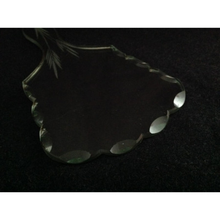 Miroir à main ancien - verre gravé
