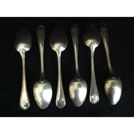 Lot de 6 cuillères à soupe monogramme "M R"