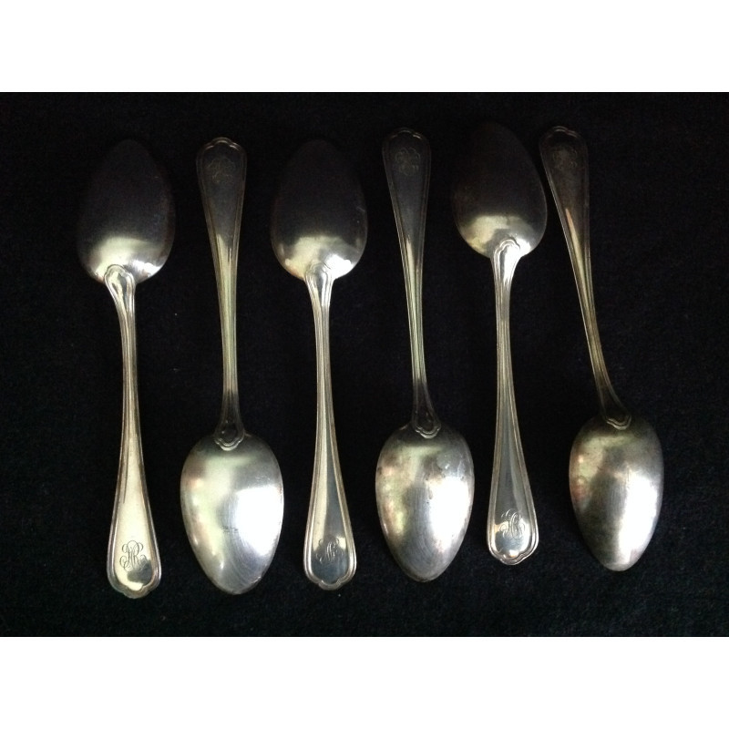 Lot de 6 cuillères à soupe monogramme "M R"