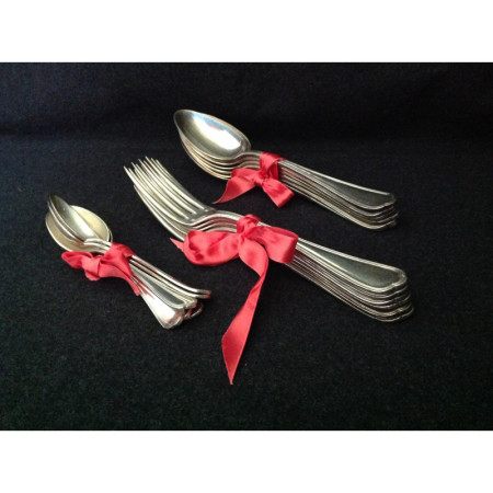 Lot de 6 cuillères à soupe monogramme "M R"