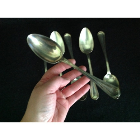 Lot de 6 cuillères à soupe monogramme "M R"