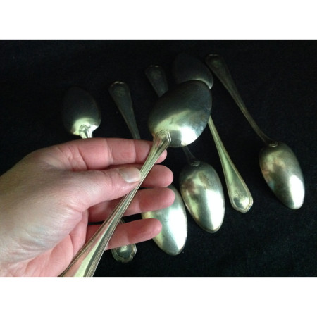 Lot de 6 cuillères à soupe monogramme "M R"