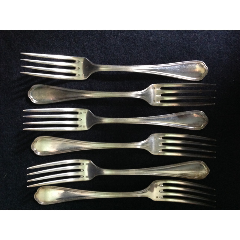 Lot de 6 fourchettes monogramme "M R"