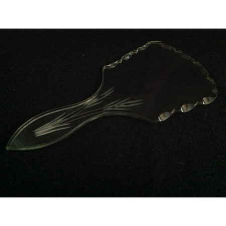Miroir à main ancien - verre gravé