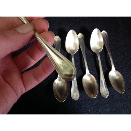 Lot de 6 petites cuillères monogramme "M R"