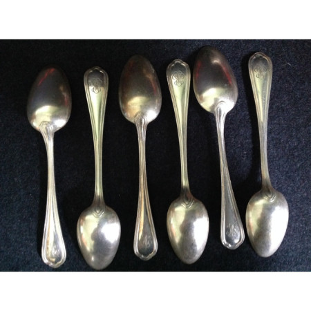 Lot de 6 petites cuillères monogramme "M R"