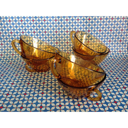Lot de 6 petites tasses Vereco - jaune ambré