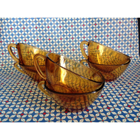 Lot de 6 petites tasses Vereco - jaune ambré