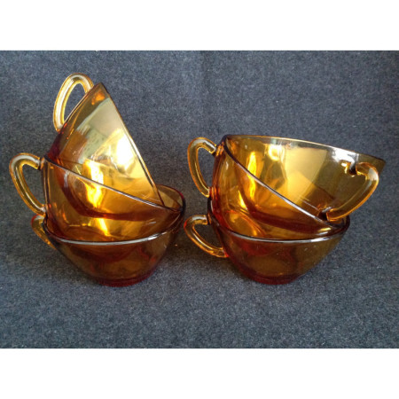 Lot de 6 petites tasses Vereco - jaune ambré
