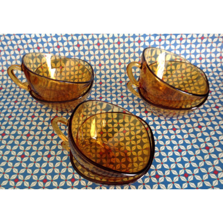 Lot de 6 petites tasses Vereco - jaune ambré