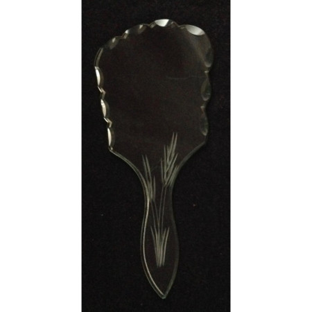 Miroir à main ancien - verre gravé