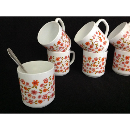 Mug Arcopal "Scania" fleuri orange - 1980