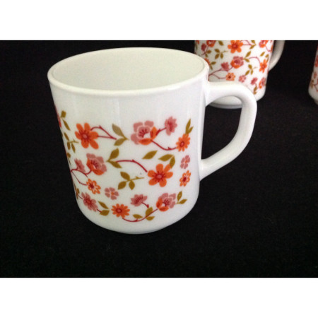 Mug Arcopal "Scania" fleuri orange - 1980