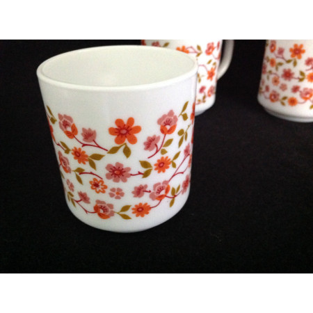 Mug Arcopal "Scania" fleuri orange - 1980