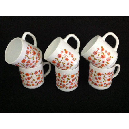 Mug Arcopal "Scania" fleuri orange - 1980