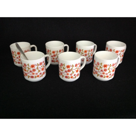 Mug Arcopal "Scania" fleuri orange - 1980