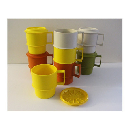 MUG TUPPERWARE JAUNE + COUVERCLE