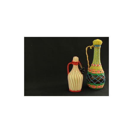 PETITE BOUTEILLE SCOUBIDOU ET OSIER "CASSIS" 1950 - 1960