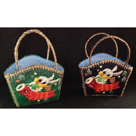 Panier osier enfant "Lapin-vert" - 1980