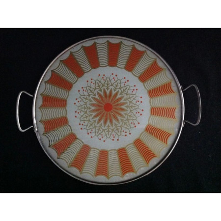 Plat à tarte en verre décoré