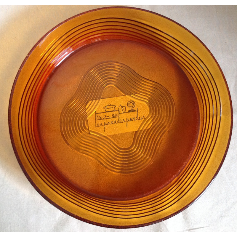 Plat de service Duralex "texturé - ambré"