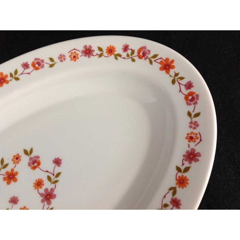 Plat ovale Arcopal - Décor fleuri "Scania" orange
