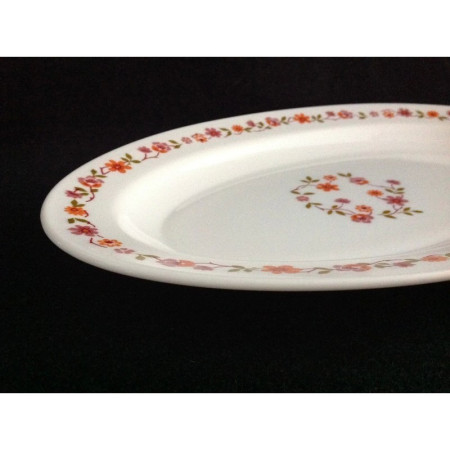 Plat ovale Arcopal - Décor fleuri "Scania" orange