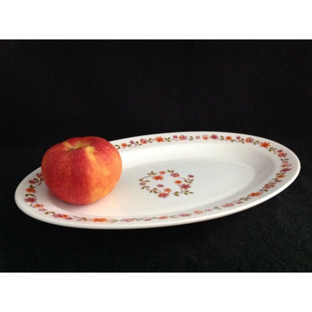 Plat ovale Arcopal - Décor fleuri "Scania" orange