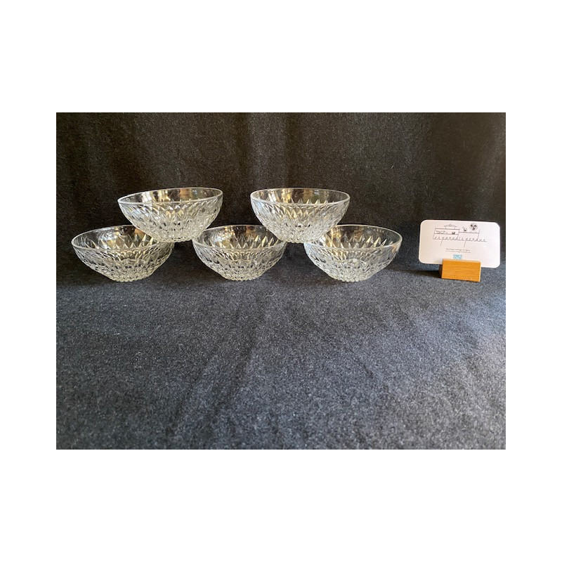 Rare - Set de 5 coupelles individuelles "Duralex Diamant" Vereco