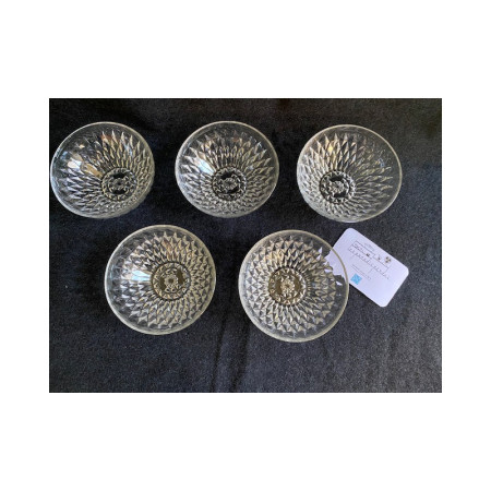 Rare - Set de 5 coupelles individuelles "Duralex Diamant" Vereco