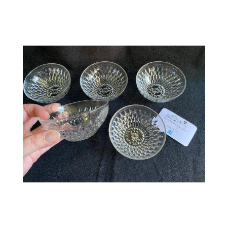 Rare - Set de 5 coupelles individuelles "Duralex Diamant" Vereco