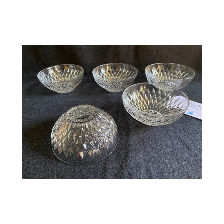 Rare - Set de 5 coupelles individuelles "Duralex Diamant" Vereco