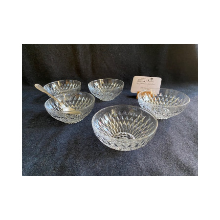 Rare - Set de 5 coupelles individuelles "Duralex Diamant" Vereco