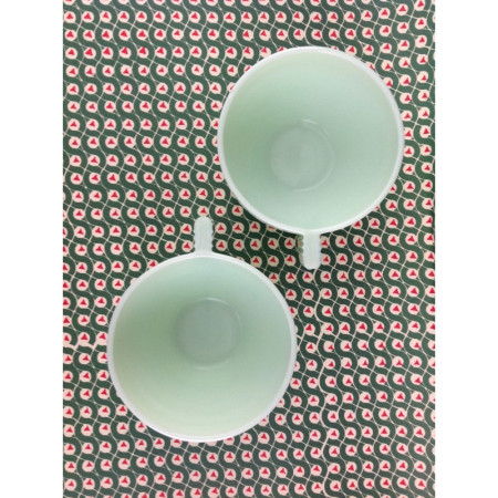 DUO TASSES OPALINES verte "ART DÉCO"