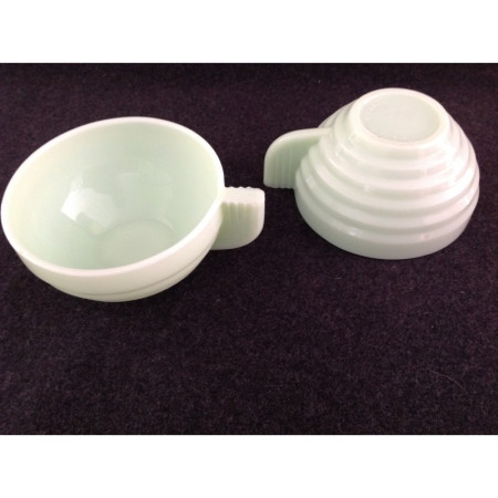 DUO TASSES OPALINES verte "ART DÉCO"
